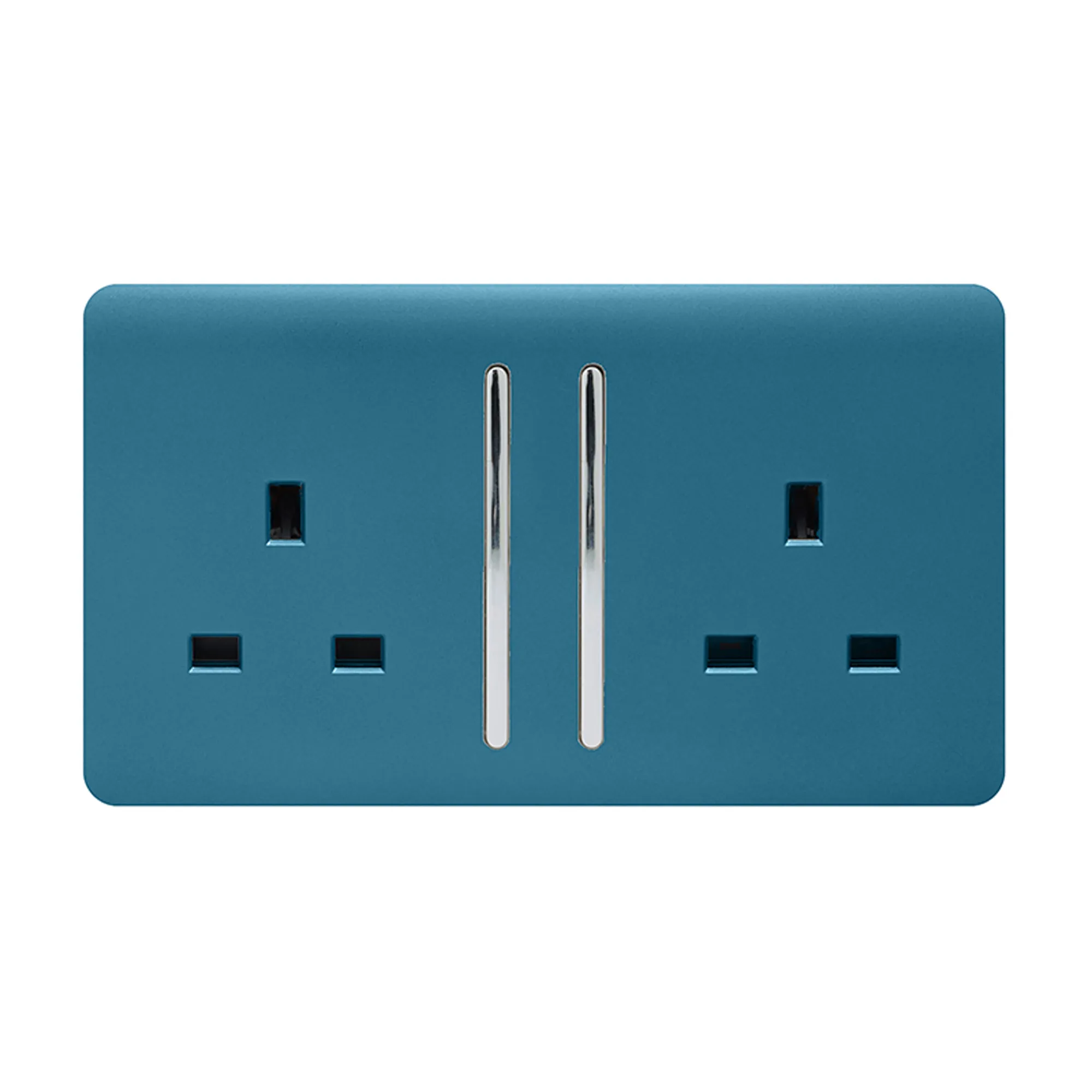 2 Gang 13Amp Long Switched Double Socket Ocean Blue